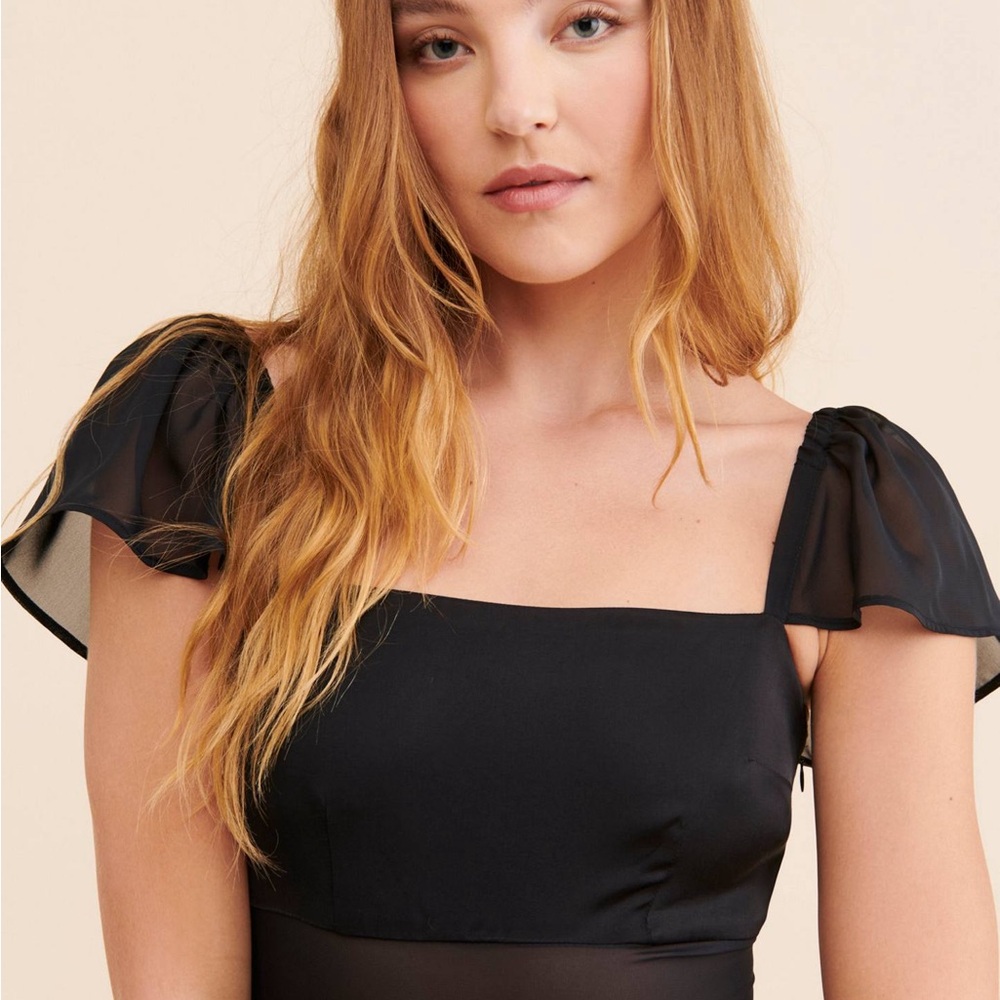 Anthropologie sheer flutter dress, black dress, cocktail dress,